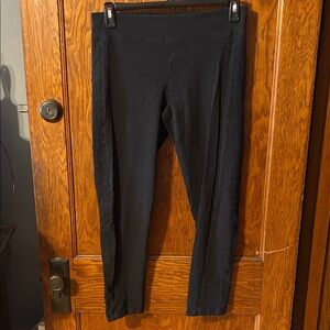 Black Leggings with Textured Side Panels